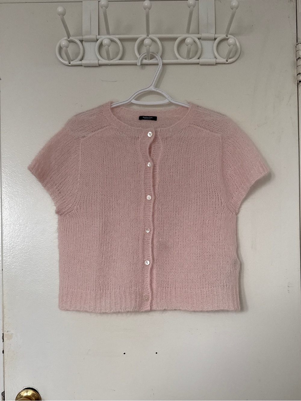 MASSIMO DUTTI Pink Short-Sleeve Knit Cardigan